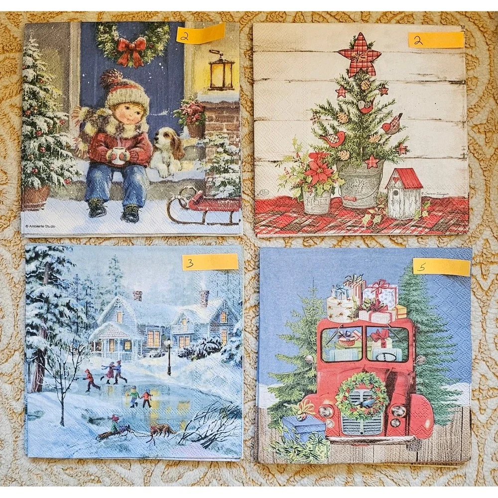 54 Vintage Christmas Winter Decorative Paper Napkins Decoupage Art Craft Lot